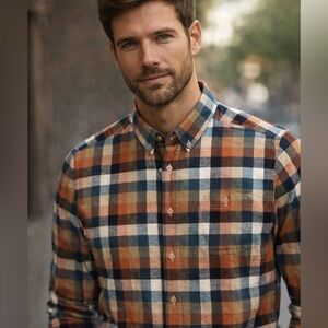 ROWM Portuguese Flannel Plaid Button Up Shirt Men’s LT NWT